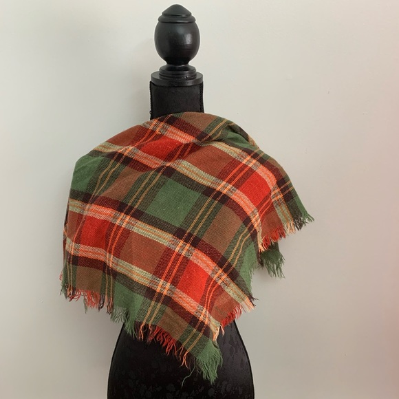 Pumpkin Patch Vintage Plaid Wool Scarf - Picture 5 of 7